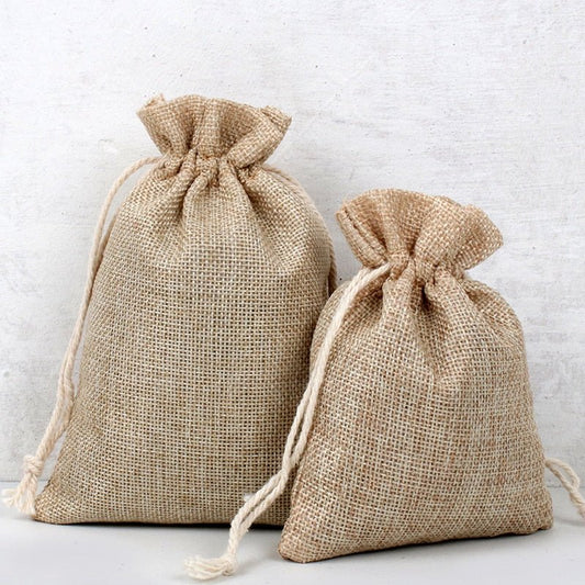 50pcs Natural Burlap Linen Jute Drawstring Bags - Bush Healing Centre