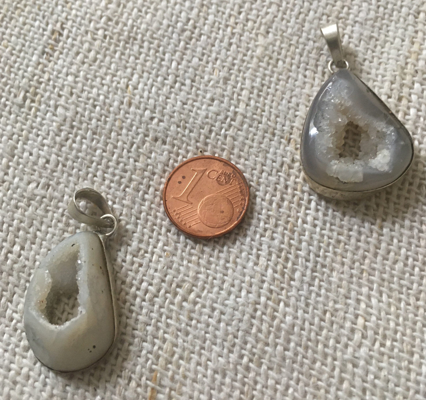 Pendants - White Quartz crystal Geode (EcoSilver) 925