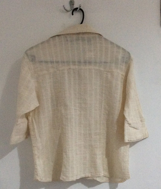 Ecru Cotton 3/4 Sleeved Shirt