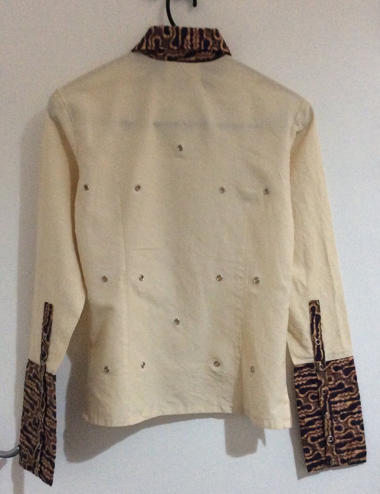 Handwoven Cotton Shirts with Batik Collar/Cuff (Full Snap Button)