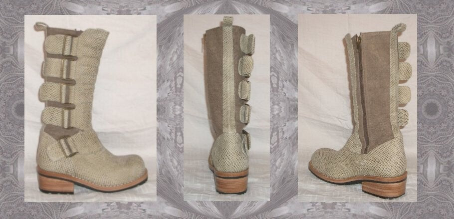 Hemp/Leather Biker Boots