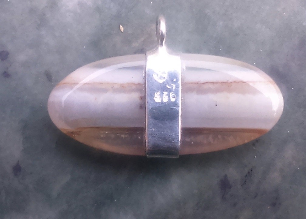Agate Banded Eco-Silver Pendant