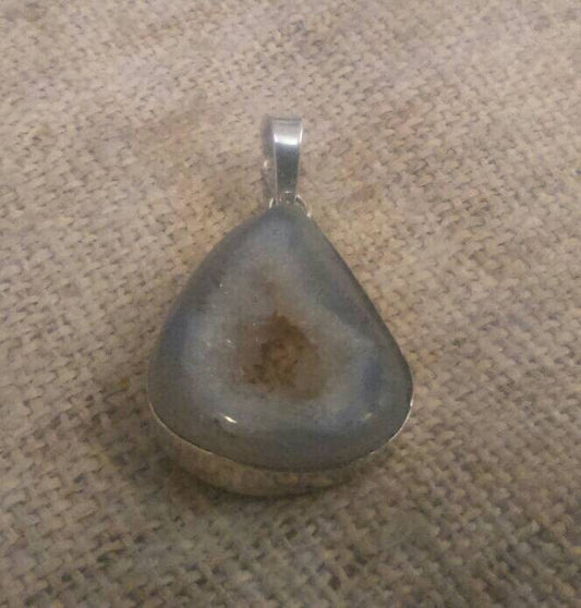 Pendants - White Quartz crystal Geode (EcoSilver) 925