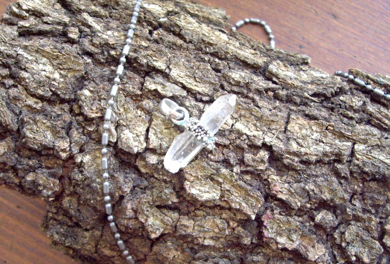 Pendant - Crystal held in a Silver Band