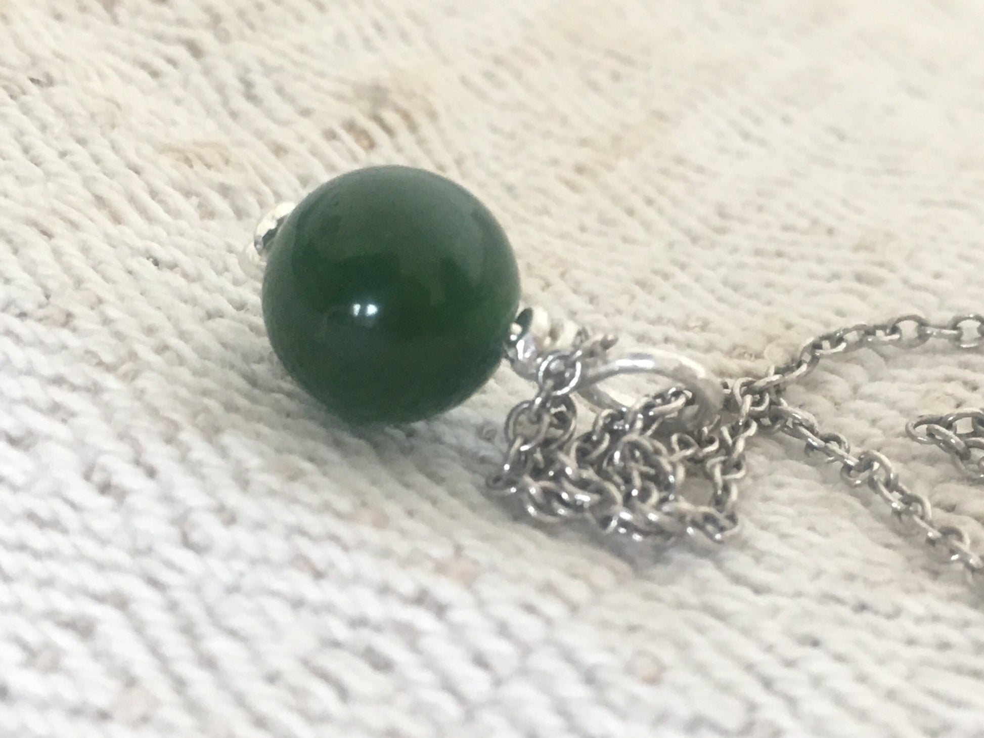 Qinghai Jade EcoSilver Pendant on a Recycled Sterling Silver Necklace