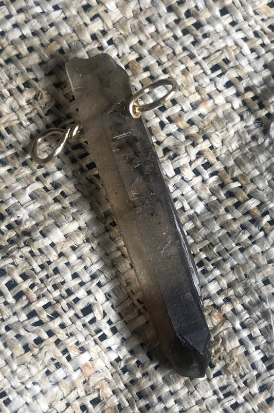 Smokey Quartz Crystal & 9ct Yellow Gold Pendant (EcoOre)