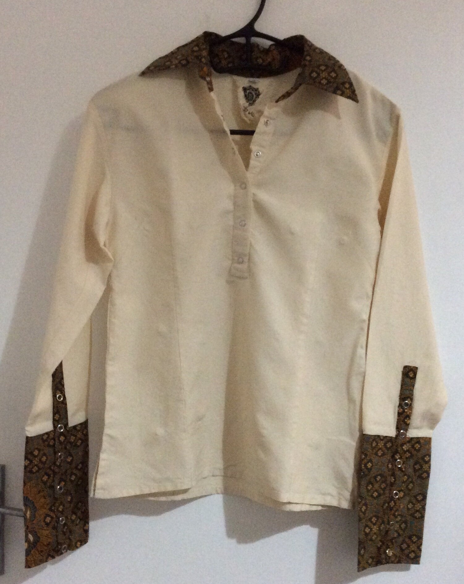 Handwoven Cotton Shirts with Batik Collar/Cuff (3/4 Snap Button)