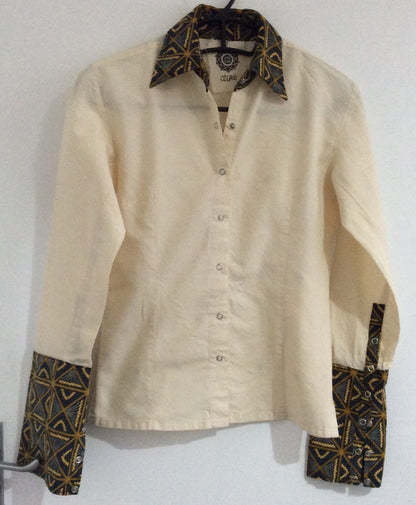 Handwoven Cotton Shirts with Batik Collar/Cuff (Full Snap Button)