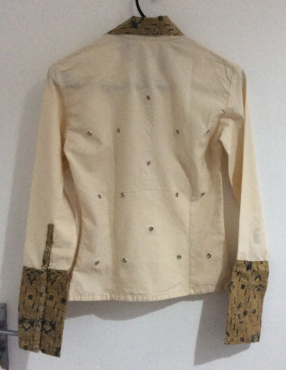 Handwoven Cotton Shirts with Batik Collar/Cuff (3/4 Snap Button)