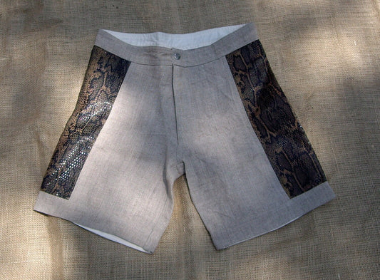 Hemp & Synthetic Snake skin skate shorts